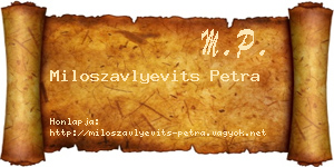 Miloszavlyevits Petra névjegykártya